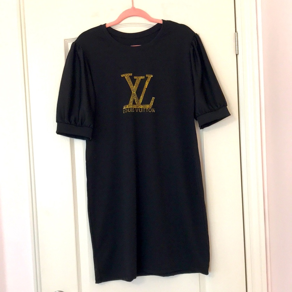 SL Fashions Black Dress with Gold Accents